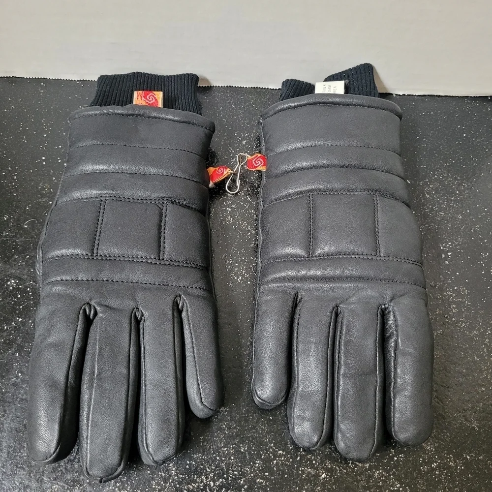 Kumbi Insulated Black Leather Gloves Ladies Medium